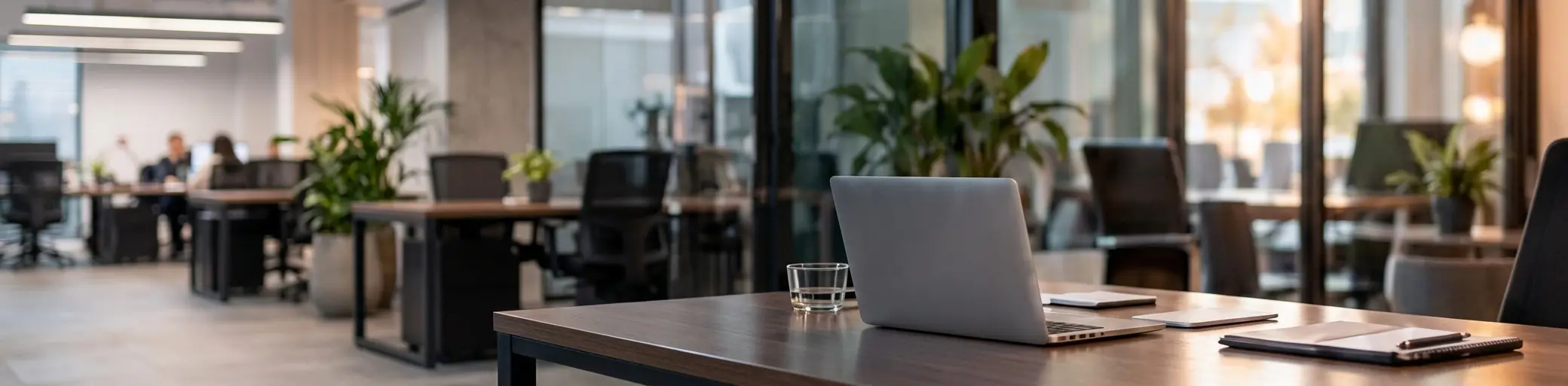 Ambiente de trabalho com notebook e materiais de escritório